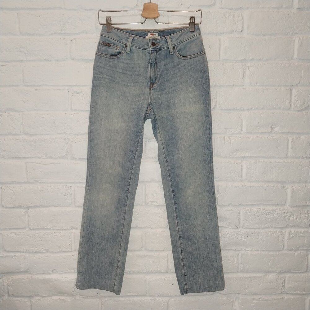 LL Bean Jeans Womens 2 Light Blue 26x28 Classic Mid Rise Straight Faded Whiskers